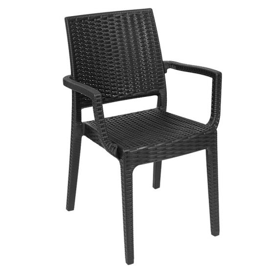 Krzesło SIBILLA PCV technorattan komplet 2 szt. czarne