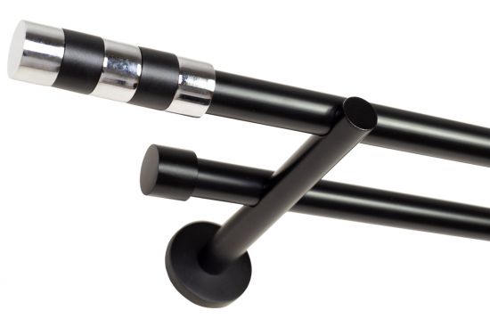 KARNISZ PODWÓJNY fi 19+19 CZARNY MAT CYLINDER
