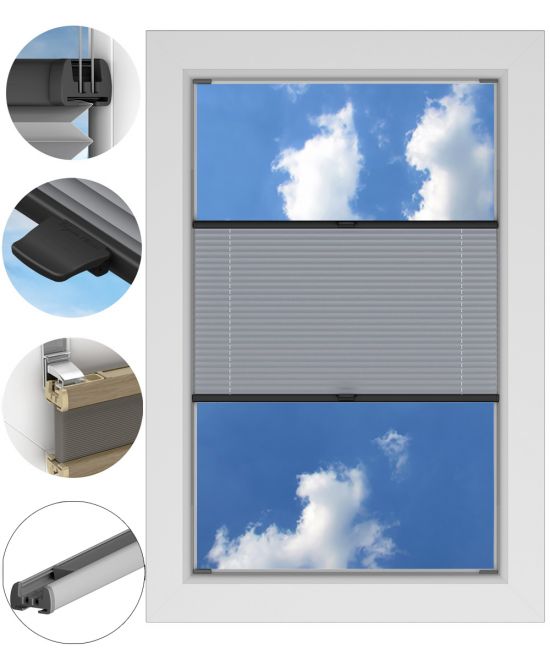 Roleta Plisowana ZACIEMNIAJĄCA BEZINWAZYJNA PROFIL ANODA na wymiar