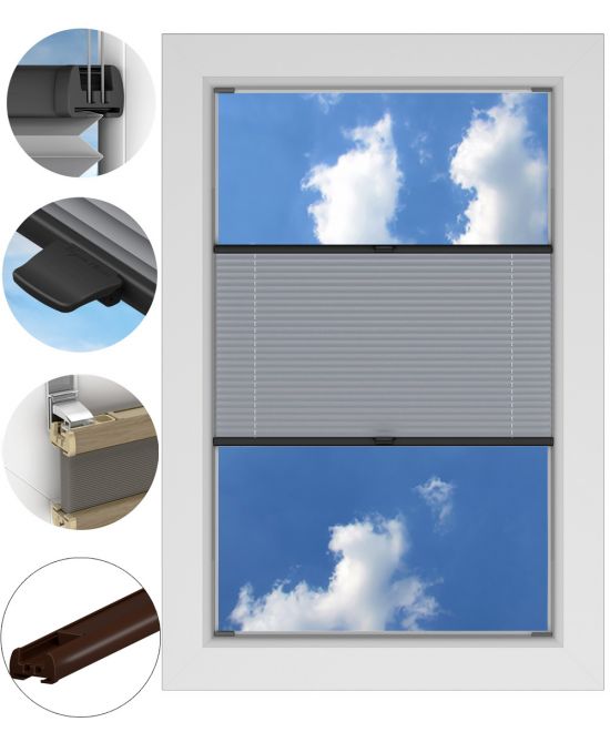 Roleta Plisowana ZACIEMNIAJĄCA BEZINWAZYJNA PROFIL BRĄZ na wymiar