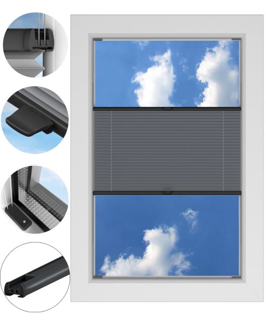 Roleta Plisowana ZACIEMNIAJĄCA inwazyjna PROFIL ANTRACYT na wymiar
