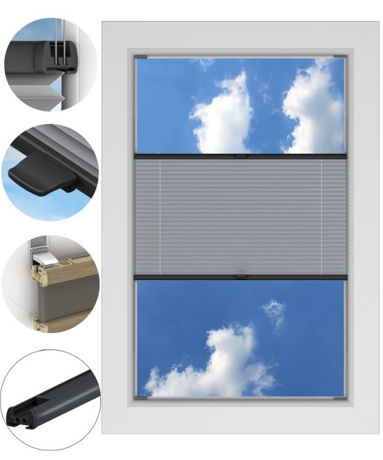 Roleta Plisowana ZACIEMNIAJĄCA BEZINWAZYJNA PROFIL ANTRACYT na wymiar