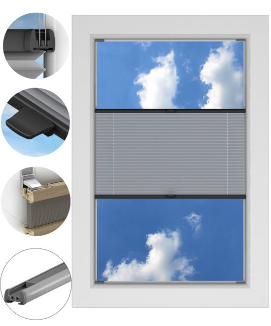 Roleta Plisowana ZACIEMNIAJĄCA BEZINWAZYJNA PROFIL SREBRNY na wymiar