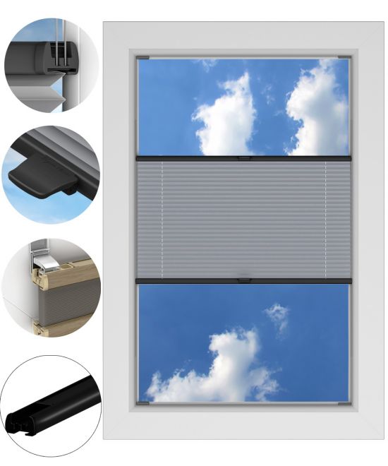 Roleta Plisowana ZACIEMNIAJĄCA BEZINWAZYJNA PROFIL CZARNY na wymiar