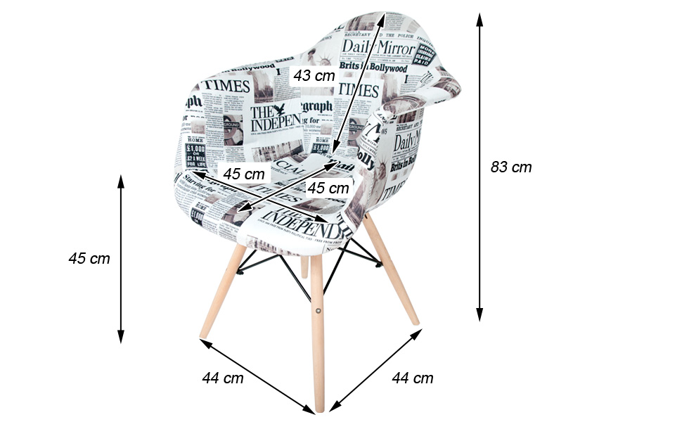 krzesło mediolan gazeta tapicerowane tkanina