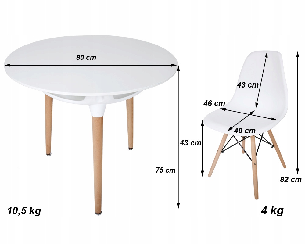 wymiary zestawu kuchennego stół okrągły 80 4 krzesła