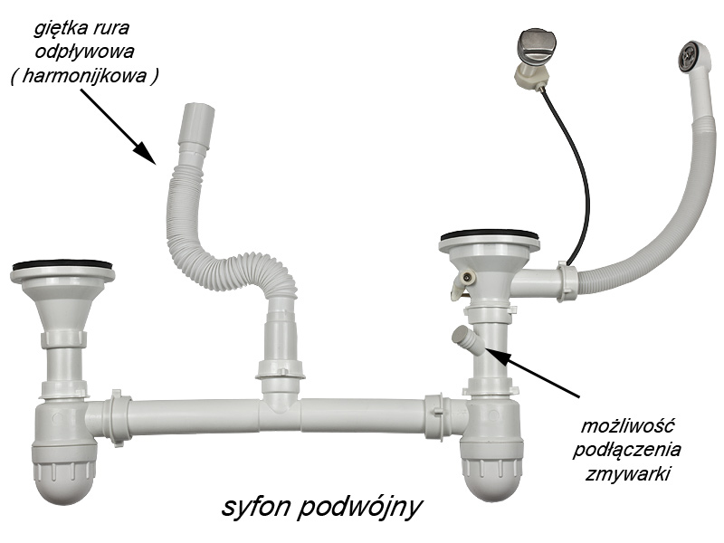 zlew syfon pojedynczy bez pod??czenia do zmywarki