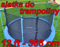 SIATKA WEWNĘTRZNA DO TRAMPOLINY 12 FT - 366 CM TRAMPOLINA- 6 słupków