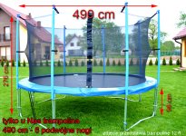 Trampolina ogrodowa marki TOP FITNESS z siatką wewnętrzną o średnicy 490 cm 16 FT