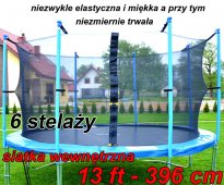 SIATKA WEWNĘTRZNA DO TRAMPOLINY 13 FT - 396 CM TRAMPOLINA- 6 słupków