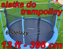 SIATKA WEWNĘTRZNA DO TRAMPOLINY 13 FT - 396 CM TRAMPOLINA- 6 słupków