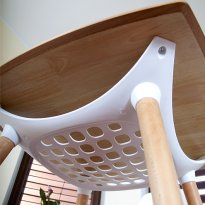 NOWOCZESNY ZESTAW STÓŁ OKRĄGŁY FI 80 DREWNOPODOBNY + 4 KRZESŁA GRAFITOWE