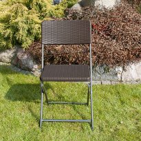 KRZESŁO CATERINGOWE SKŁADANE BRĄZOWE o wzorze rattanu