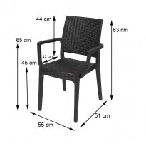 Krzesło SIBILLA PCV technorattan komplet 2 szt. brązowe