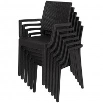 Zestaw Stół URANO + 6 Krzesła PCV technorattan Czarny