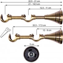 WSPORNIK REGULOWANY PODWÓJNY 19+19 mm ZŁOTY ANTYK