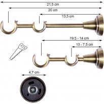 WSPORNIK PODWÓJNY 25+19 mm KARNISZ ZŁOTY ANTYK