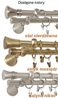 Karnisz GLORY Antyk Mosiądz, Podw. 19 + 19 wspornik regulowany