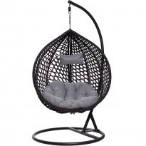 FOTEL WISZĄCY ogrodowy bujany kosz kokon MAJORKA - CZARNY