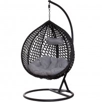 FOTEL WISZĄCY ogrodowy bujany kosz kokon MAJORKA - CZARNY