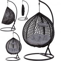 FOTEL WISZĄCY ogrodowy bujany kosz kokon MAJORKA - CZARNY