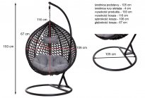 FOTEL WISZĄCY ogrodowy bujany kosz kokon MAJORKA - CZARNY