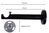 KARNISZ POJEDYNCZY fi 19 CZARNY MAT CYLINDER