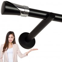 KARNISZ POJEDYNCZY fi 19 CZARNY MAT LOKI