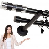 KARNISZ PODWÓJNY fi 19+19 CZARNY MAT CYLINDER CICHE KÓŁKA