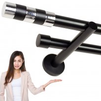 KARNISZ PODWÓJNY fi 19+19 CZARNY MAT CYLINDER