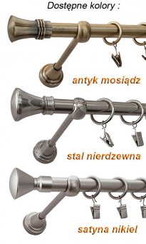 Karnisz MONACO Satyna Nikiel, Pojedynczy 19 rura gładka