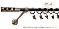 Karnisz DAWI Antyk Mosiądz, Pojedynczy 16 rura wenge