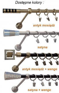 Karnisz CAPRI Satyna Nikiel, Pojedynczy 16 rura wenge