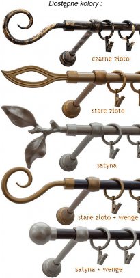 Karnisz Motyw Kute Satyna, Pojedynczy 16 KULA