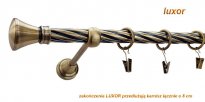 Karnisz LUXOR Antyk Mosiądz, Pojedynczy 19  rura skrętna
