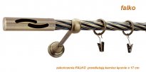 Karnisz FALKO Antyk Mosiądz, Pojedynczy 19  rura skrętna