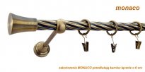 Karnisz MONACO Antyk Mosiądz, Pojedynczy 19  rura skrętna