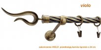 Karnisz VIOLO Antyk Mosiądz, Pojedynczy 19  rura skrętna