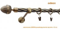 Karnisz ODEON Antyk Mosiądz, Pojedynczy 19  rura skrętna