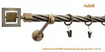 Karnisz RUBIK Antyk Mosiądz, Pojedynczy 19  rura skrętna