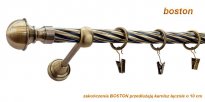 Karnisz BOSTON Antyk Mosiądz, Pojedynczy 19  rura skrętna