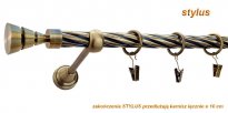 Karnisz STYLUS Antyk Mosiądz, Pojedynczy 19  rura skrętna