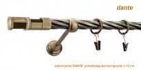 Karnisz DANTE Antyk Mosiądz, Pojedynczy 19  rura skrętna