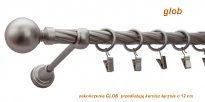 Karnisz GLOB Satyna Nikiel, Pojedynczy 19  rura skrętna