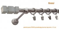 Karnisz FOSSI Satyna Nikiel, Pojedynczy 19  rura skrętna