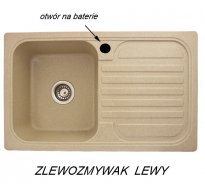 Zlewozmywak granitowy ZEFIR wpuszczany w blat kolor beżowy