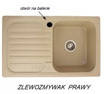 Zlewozmywak granitowy ZEFIR wpuszczany w blat kolor beżowy