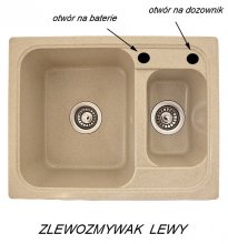 Zlewozmywak granitowy POSEJDON wpuszczany w blat kolor beżowy  