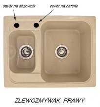 Zlewozmywak granitowy POSEJDON wpuszczany w blat kolor beżowy  