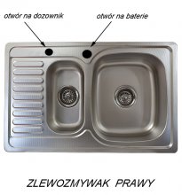 Zlewozmywak metalowy UNIVERSO wpuszczany w blat struktura SATYNA   